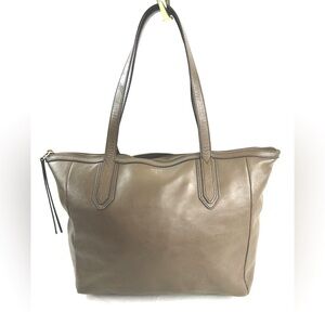 Fossil Brown Leather Large Tote Shoulder Bag Brass Hardware zb5487